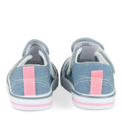 Baskets Slip-on BLEU Fille Motif A Pois Scratch