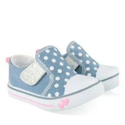 Baskets Slip-on BLEU Fille Motif A Pois Scratch