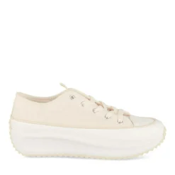 Baskets Toile BEIGE Femme Motif Uni Lacets