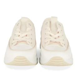 Baskets Toile BEIGE Femme Motif Uni Lacets
