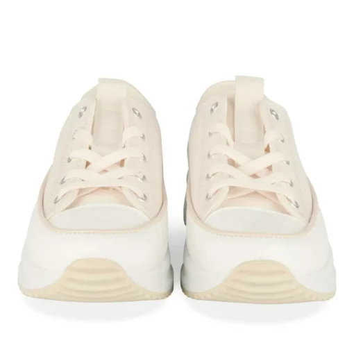 Baskets Toile BEIGE Femme Motif Uni Lacets