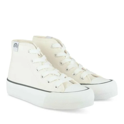 Baskets Toile BEIGE Fille Motif Uni Lacets