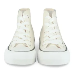 Baskets Toile BEIGE Fille Motif Uni Lacets