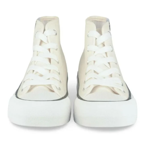 Baskets Toile BEIGE Fille Motif Uni Lacets
