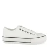 Baskets Toile BLANC Femme Motif Uni Lacets