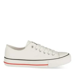 Baskets Toile BLANC Femme Motif Uni Lacets