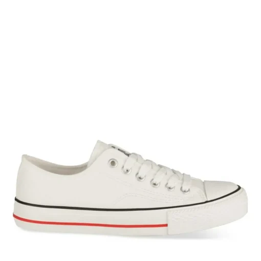 Baskets Toile BLANC Femme Motif Uni Lacets