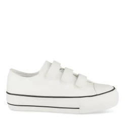 Baskets Toile BLANC Femme Motif Uni Scratch
