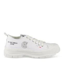 Baskets Toile BLANC Femme Motif Uni Lacets