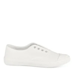 Baskets Toile BLANC Femme Motif Paillettes A Enfiler