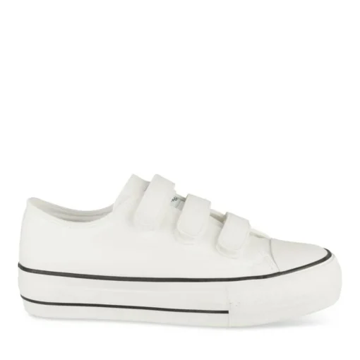 Baskets Toile BLANC Femme Motif Uni Scratch