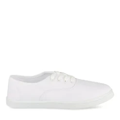 Baskets Toile BLANC Femme Motif Uni Lacets