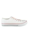 Baskets Toile BLANC Femme Motif Uni Lacets