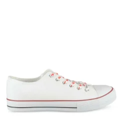 Baskets Toile BLANC Femme Motif Uni Lacets