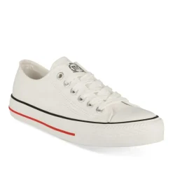 Baskets Toile BLANC Femme Motif Uni Lacets