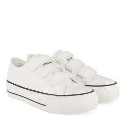 Baskets Toile BLANC Femme Motif Uni Scratch