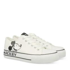 Baskets Toile BLANC Femme Motif Uni Lacets