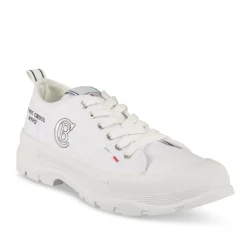 Baskets Toile BLANC Femme Motif Uni Lacets