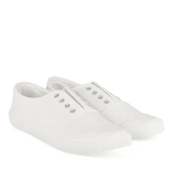 Baskets Toile BLANC Femme Motif Paillettes A Enfiler
