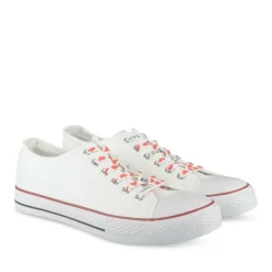 Baskets Toile BLANC Femme Motif Uni Lacets