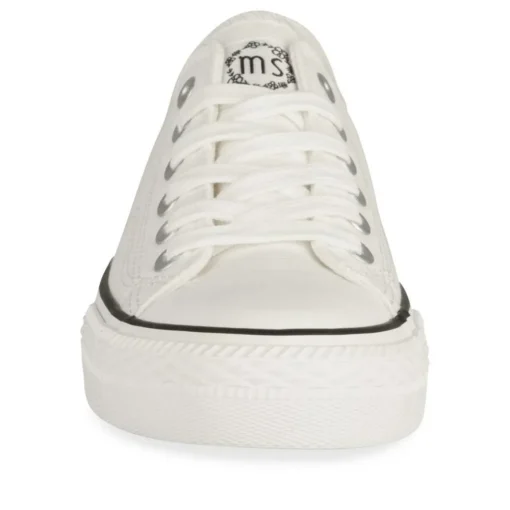 Baskets Toile BLANC Femme Motif Uni Lacets