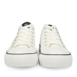 Baskets Toile BLANC Femme Motif Uni Lacets