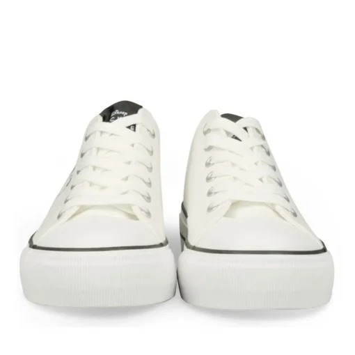 Baskets Toile BLANC Femme Motif Uni Lacets