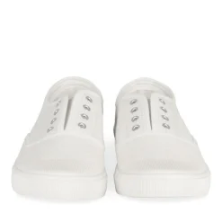 Baskets Toile BLANC Femme Motif Paillettes A Enfiler