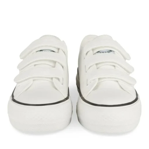 Baskets Toile BLANC Femme Motif Uni Scratch