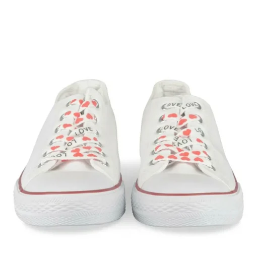 Baskets Toile BLANC Femme Motif Uni Lacets