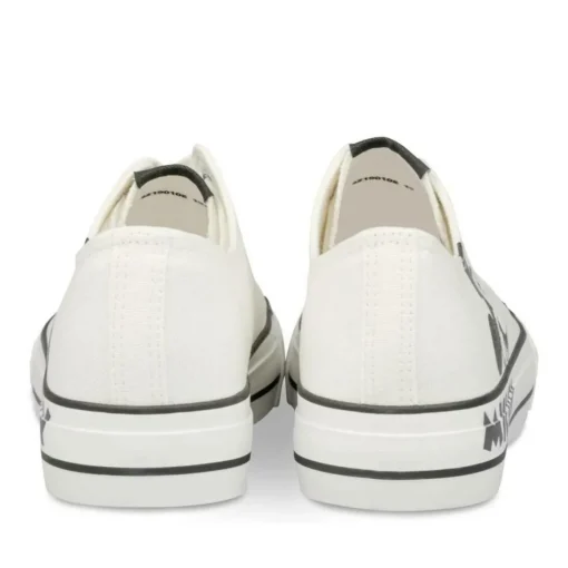 Baskets Toile BLANC Femme Motif Uni Lacets