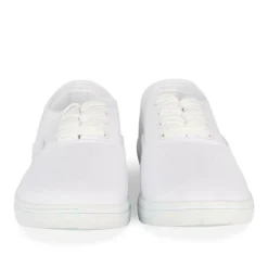 Baskets Toile BLANC Femme Motif Uni Lacets