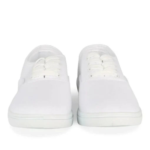 Baskets Toile BLANC Femme Motif Uni Lacets