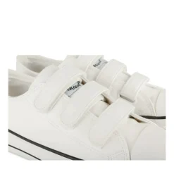 Baskets Toile BLANC Femme Motif Uni Scratch