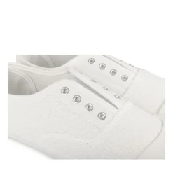 Baskets Toile BLANC Femme Motif Paillettes A Enfiler