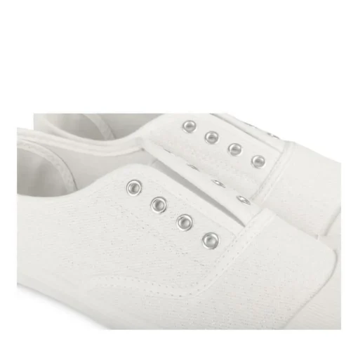Baskets Toile BLANC Femme Motif Paillettes A Enfiler