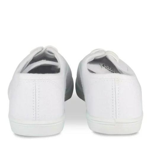 Baskets Toile BLANC Femme Motif Uni Lacets
