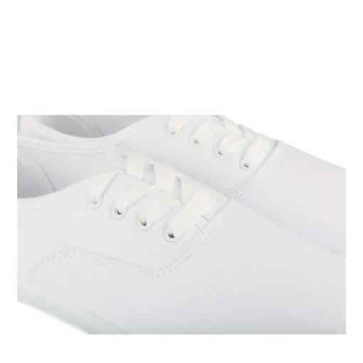 Baskets Toile BLANC Femme Motif Uni Lacets
