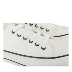 Baskets Toile BLANC Femme Motif Uni Lacets