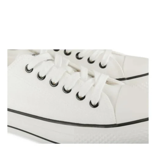 Baskets Toile BLANC Femme Motif Uni Lacets