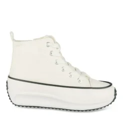 Baskets Toile BLANC Fille Motif Uni Lacets