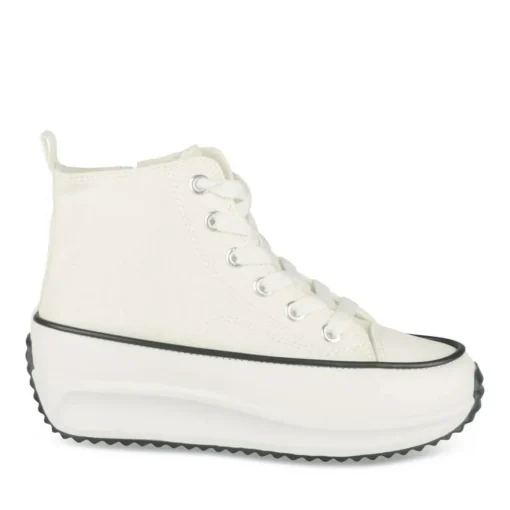 Baskets Toile BLANC Fille Motif Uni Lacets
