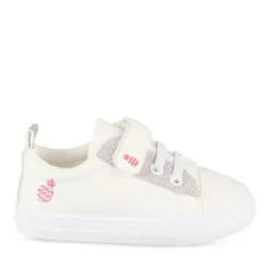 Baskets Toile BLANC Fille Motif Paillettes Scratch