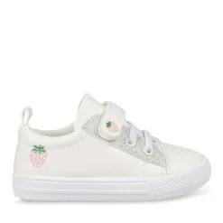 Baskets Toile BLANC Fille Motif Uni Scratch