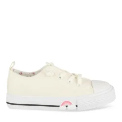 Baskets Toile BLANC Fille Motif Paillettes Elastique