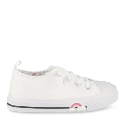 Baskets Toile BLANC Fille Motif Uni Elastique