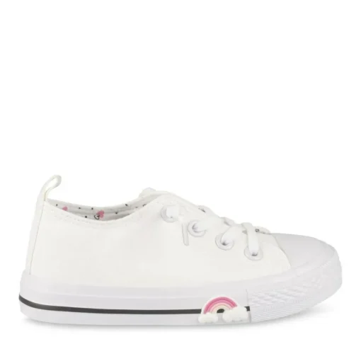 Baskets Toile BLANC Fille Motif Uni Elastique