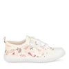 Baskets Toile BLANC Fille Motif Uni Elastique