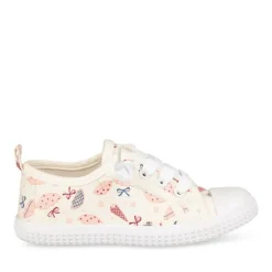 Baskets Toile BLANC Fille Motif Uni Elastique