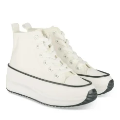 Baskets Toile BLANC Fille Motif Uni Lacets